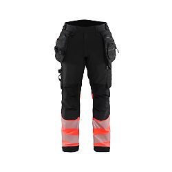 Pantalon de travail softshell haute visibilité Classe 1 1821 - Noir/Rouge image