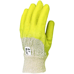 Lot de 120 paires de gants Manutention latex crépé jaune dos aéré toile image