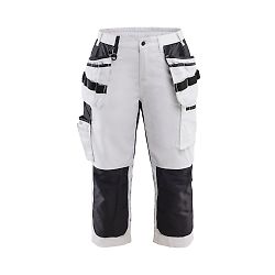 Pantacourt de travail peintre stretch femme 7109 - Blanc/Noir image