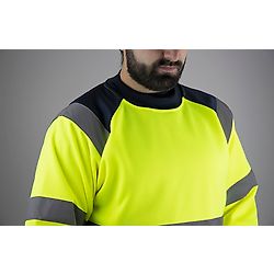 Sweat de travail col rond BASIC HV SONAR - JAUNE FLUO/MARINE image