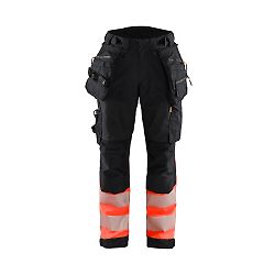 Pantalon softshell haute visibilité classe 1 femme 7114 - Noir/Rouge fluo image