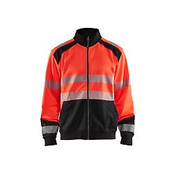Sweat de travail zippé haute visibilité 3558 - Rouge fluo/Noir image