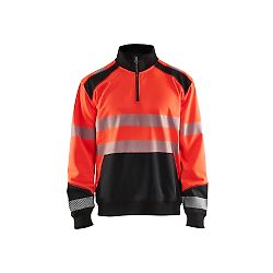 Sweat de travail col camionneur haute visibilité 3556 - Rouge fluo/Noir image