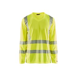 T-shirt de travail manches longues col V haute visibilité anti-UV 3385 - Jaune fluo image