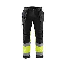 Pantalon de travail haute visibilité stretch 1558 - Noir/Jaune fluo image
