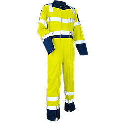 Combinaison de travail bicolore HV SURVEILLANCE - MARINE/JAUNE FLUO image