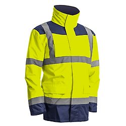 Parka de travail multicouches imperméable haute visibilité KANATA - Jaune Fluo / Bleu image