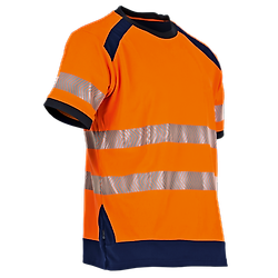 T-shirt de travail MC MAILLE HV LAMPION - MARINE/ORANGE FLUO image
