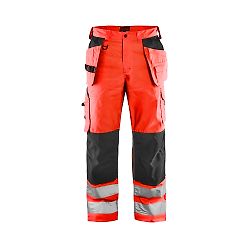 Pantalon de travail aéré haute-visibilité +stretch poches flottantes - Rouge fluo/Noir image