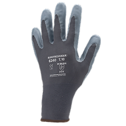 Lot de 10 paires de gants Manutention polyam gris - paume Nitrile gris mousse image
