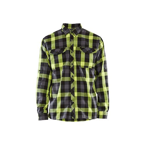 Chemise de travail flannelle 3299 - Noir/Jaune fluo XXXL image