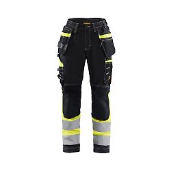Pantalon de travail haute visibilité stretch femme classe 1 femme 7196 - Noir/Jaune image