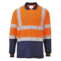 Polo bicolore manches longues Orange/Marine image