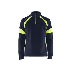 Sweat de travail col camionneur visible - Marine/Jaune fluo image