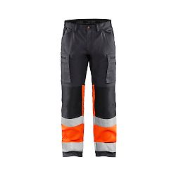 Pantalon de travail haute visibilité stretch 1551 - Gris moyen/Orange fluo image