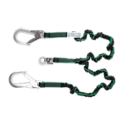 Longe à absorbeur sangle élastique avec énergie d'absorbeur intégré et 2 connecteurs aluminium ouverture 60mm image