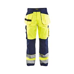 Pantalon de travail artisan haute visibilité 1533 - Jaune fluo/Marine image