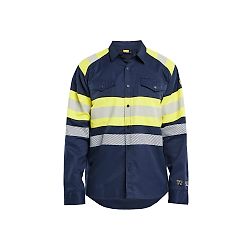 Chemise de travail multinormes inhérent 3229 - Marine/Jaune fluo image