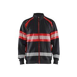 Sweat de travail zippé haute visibilité 3551 - Noir/Rouge fluo image
