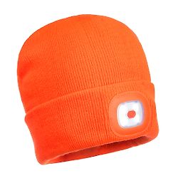 Bonnet lampes frontales LED rechargeable USB Beanie Orange image