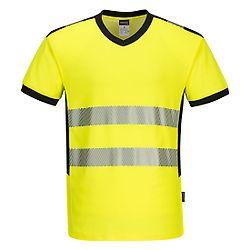 T-shirt col V PW3 Hi-Vis Jaune/Noir image