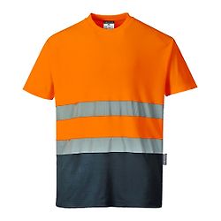 T-shirt coton bicolore Orange/Marine image