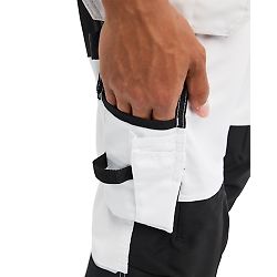 Pantalon de travail peintre stretch 2D poches flottantes - Blanc/Noir image