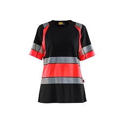T-shirt de travail haute visibilité femme classe 1 3410 - Noir/Rouge fluo image
