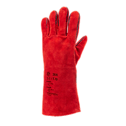 Lot de 5 paires de gants soudure anti-chaleur croûte vache rouge doublé molleton image