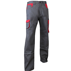 Pantalon de travail bicolore LIN - GRIS/ROUGE image