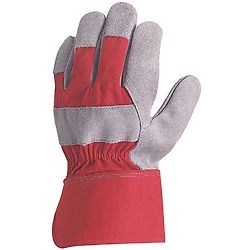 Lot de 12 paires de gants Manutention docker croûte vachette - toile rouge image