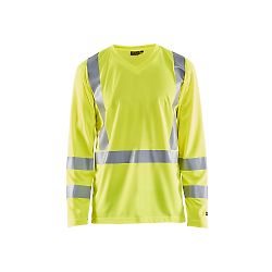 T-shirt de travail manches longues haute visibilité col V anti-UV anti-odeur 3383 - Jaune fluo image