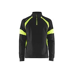 Sweat de travail col camionneur visible - Noir/Jaune fluo image
