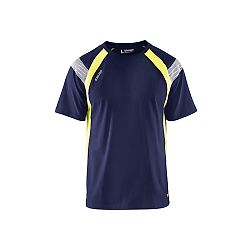 T-shirt de travail détails fluo 3332 - Marine/Jaune fluo image