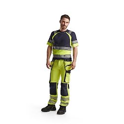 T-shirt de travail haute-visibilité - Marine/Jaune fluo image