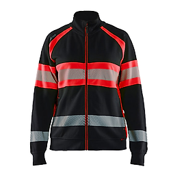 Sweat de travail zippé haute visibilité 3505 - Noir/Rouge fluo image