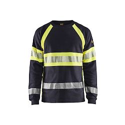 T-shirt de travail manches longues retardant flamme inhérent 3484 - Marine/Jaune fluo image