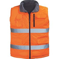 Gilet de travail d'hiver sans manche réversible haute visibilité HI-WAY - Orange Fluo image