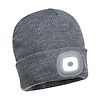 Bonnet lampes frontales LED rechargeable USB Beanie Gris image 0