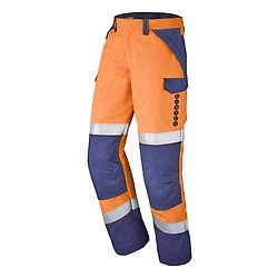PANTALON ESCORIAL ORANGE FLUO/BLEU MARINE image