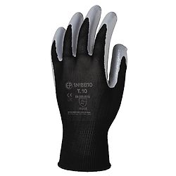 Lot de 6 paires de gants Manutention polyester noir enduit nitrile gris image