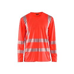 T-shirt de travail manches longues col V haute visibilité anti-UV 3385 - Rouge fluo image