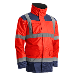 KANATA Parka de travail multicouches imperméable haute visibilité - Rouge Fluo / Bleu image