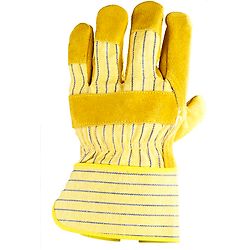 Lot de 6 paires de gants Manutention docker croûte vachette jaune - paume renfort fleur image
