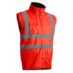 KANATA Parka de travail multicouches imperméable haute visibilité - Rouge Fluo / Gris image