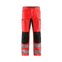 Pantalon de travail haute visibilité stretch artisan 1585 - Rouge fluo/Noir image