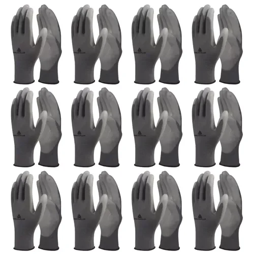 Lot de 12 paires de gants tricotés enduit jauge 13 PES/PU GRIS image
