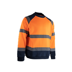Sweat de travail col rond BASIC HV ANTENNE - ORANGE FLUO/MARINE image