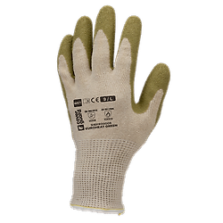 Lot de 10  paires de gants coton/PE recyclé blanc EUROHEAT GREEN - Enduite latex vert image