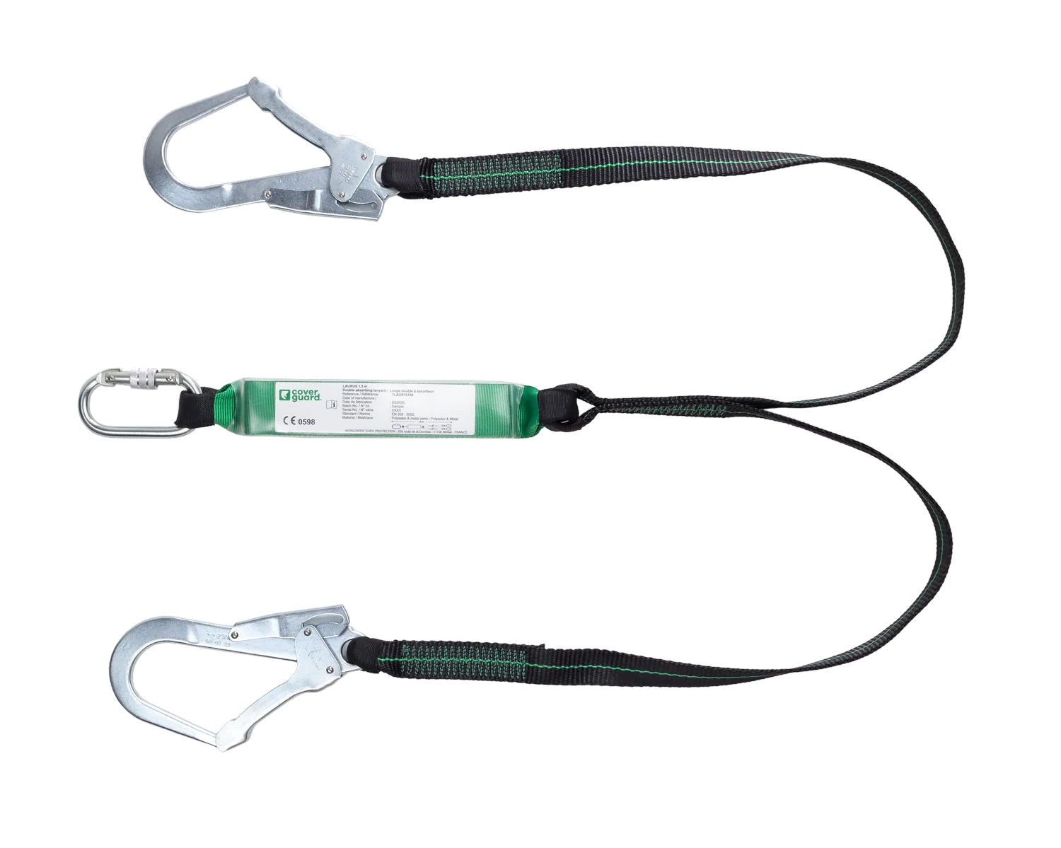 Longe double à absorbeur sangle avec 2 connecteurs acier ouverture 50mm LAURUS - EN355 image